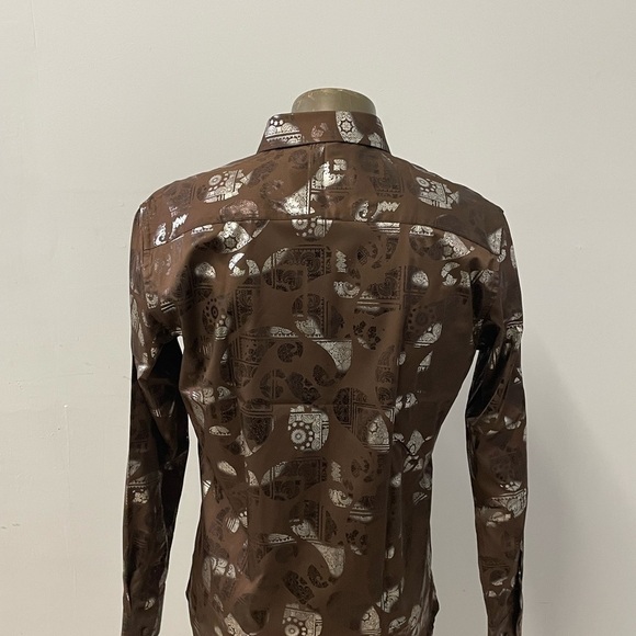 Vassari shirt button front chocolate long sleeves regular fit - Picture 2 of 3